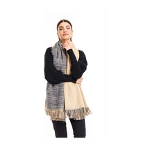 Çift Taraflı Ekoseli Yünlü Omuz Şalı - 70x190cm - Kışlık Şal 001