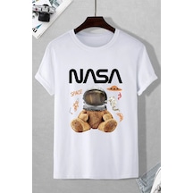 Nasa Baskılı Tasarım T-shirt Beyaz