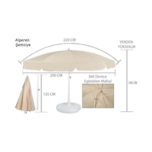 Alperensemsiyetic. 2 Metre Plaj Bahçe Teras Gölgelik Şemsiyesi Kalın Kumaş (431391516)