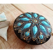 Mandalart Fabric Dot Taş Görünümlü Ahşap 10 10 Cm Açık Ahşap