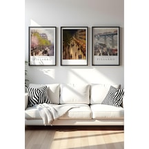 Huhuli Ahşap Siyah Çerçeveli Camille Pissarro Tablo Seti Huhu553