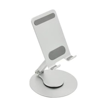 360 Döner Telefon Tablet Standı İpad, İphone, Android Ve Tüm Cihazlarla Uyumlu Ayarlanabilir Masaüstü Tutucu Yüksek Stabilite, Çok Açılı Görüntüleme Gümüş