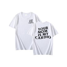 Flood Of Style Annen Benim Kardiyo T Shirt Komik Erkekler Spor Pompası Kapak T-shirt Rahat Pamuk Kısa Kollu Beyaz
