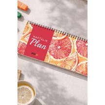 Tarihsiz Spiralli Haftalık Masaüstü Planlayıcı - Portakal - 10x30 Cm Plango Turkuaz