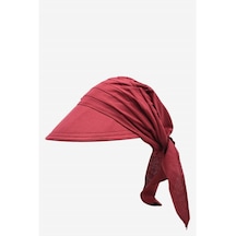 Külah Kadın Safari Bağlamalı Eşarp Siperli Bandana Plaj Şapkası - Bordo Bordo-Standart
