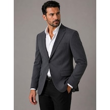 Classics Men Erkek İtalyan Kesim Lacivert Çizgili Blazer Ceket Klasik Ve Modern Şıklık - 7715 Koyu Mavi