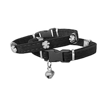 Markapet Kadife Kedi Boyun Tasması Yoncalı 20-32 Cm Siyah