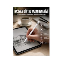 Dokunmatik Kalem Beyaz Şarjlı Yedek Uçlu Android Ve İos Uyumlu Çok Renkli
