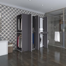 Kenzlife Çamaşır-Kurutma Makinesi Dolabı Ve Giysi Dolabı Çekmeceli Eşari Sol Gri 187 160 60 Banyo Çok Renkli