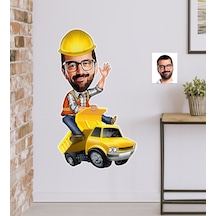 Kişiye Özel Bay Yol Mühendisi Karikatürlü Duvar Sticker 50X70CM