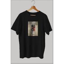 Noıssey -wed Sonbahar Yağmurları Tasarım Baskılı Oversize T-shirt Tişört Sokak Tarzı Siyah