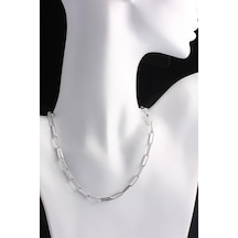 Omar Silver Unisex Ataç Model Gümüş Kolye 925 Ayar Rodyum Kaplama Gümüş Zincir