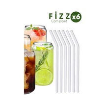 Fizz - 6'lı Borosilikat Cam Eğimli Pipet