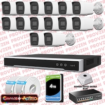 Provzen Hikvision 14 Kameralı 6mp Ip Colorvu 3.0 Güvenlik Sistemi Aı İnsan Araç Algılama Çift Yönlü Ses Ve Işıklı Alarm