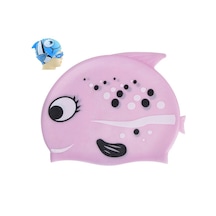 Kulak Koruma Küçük Balık Desenli Dalış Şapkası Çocuk Silikon Yüzme Şapkası L