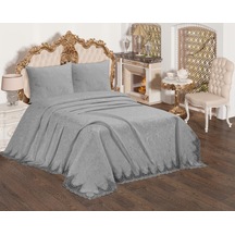 Fransız Güpürlü Çeyizlik Yatak Örtüsü Bulut Gri Gri