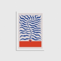 Mavi Yaprak Desen 2 Çerçevesiz Poster Duvar Dekorasyonu Pn11p219