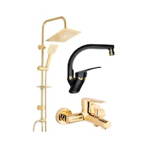 Armilla Kare Gold Robot Duş Seti, Gold Banyo, Siyah Gold Lavabo Bataryası Musluğu Diğer