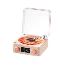 Waves Nostalji Plak Görünümlü Bluetooth Hoparlör 3d Ses Dalgası Retro Müzik Plak Pembe Çok Renkli