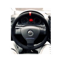 Vw Caddy Dikmeli Direksiyon Kılıfı Kırmızı Yüzüklü Alkantara