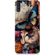Samsung Galaxy A11 Uyumlu Kelebek Ve Çiçek Desenli Silikon Kılıf