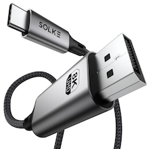 Solke Type C To Displayport 1.4 Kablo 8k 60hz / 4k 144hz Destekli Usb-c To Dp Monitör Kablosu 2 Metre 2 M