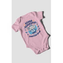 Morivokids Adana Demirspor Temalı Kısa Kollu Bebek Body %100 Pamuk Koyu Pembe