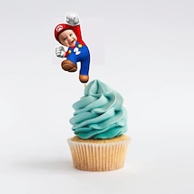 Mario Cupcake Pasta Süsü Kürdan 10 Adet Kişiye Özel Pasta Süsü 0
