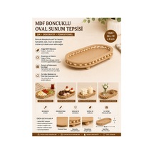 Mdf Boncuk Detaylı Oval Sunum Tepsisi 36x19x6 Cm