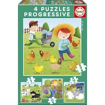 Educa 17145 - 6+9+12+16 Çiftlik Hayvanları 4'Lü Çocuk Puzzle