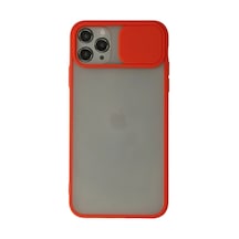 Aklow Akyoleticaret Apple iPhone Uyumlu 11 Pro Max Kılıf Palm Buzlu Kamera Sürgülü Silikon - Kırmızı