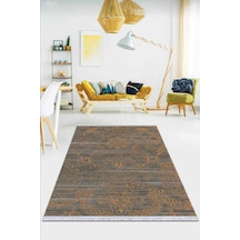 Turuncu Modern Dokuma Pamuk Taban Kaymaz Kilim Klm046n11
