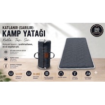 Zish Tekstil Zish Home Flexi Katlanır Kamp Yatağı, 5 Cm 24 Dns Sünger Yatak, Karavan, Çadır, Misafir, Yer, Bağ, Bahçe, Yazlık Yatağı, Anne Yanı, Deprem, Taşınabilir Şilte, Araç İçi Minder Antrasit