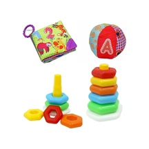 Renkli Altıgen Halkalar + Hışırtılı İlk Kitabım + Çıngıraklı Top Eğitici Zeka Geliştirici Set