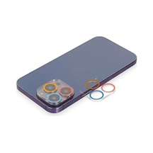 Apple İphone 13 Pro Max Uyumlu Renkli Kamera Lens Koruma Cam - Pembe-mavi