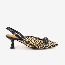 Noa Harmon Kadın Örgü Slingback 5,5cm Sivri Burun Topuklu Ayakkabı 10342 Black-cuero