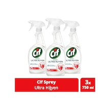 Cif Sprey Temizleyici Her Yerde Ultra Hijyen Çamaşır Suyu Katkılı 3 x 750 ML