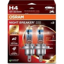 H4 Night Breaker 220 12v %220 Fazla Işık 1 Takım-2 Ad. Oto Ampul Seti Yasal Halojen