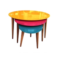 Zigon Oval Çok Ren Kayın Torna Retro Ayak Parlak Turuncu-Fuşya-Tu