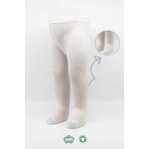 Tekli Zikzak Kabartma Penye Külotlu Çorap Bs50108 Ekru Renkli Çok Renkli