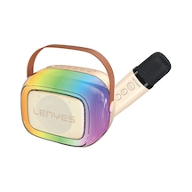 Lenyes S228 Rgb Işıklı Askılı Mikrofonlu Bluetooth Speaker Hoparlör V5.3 Bej