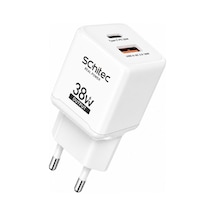 Schitec 38w Çift Çıkışlı Süper Hızlı Şarj Adaptörü Usb-a Qc 3.0 + Type-c Pd Beyaz Hg/ta-38eu