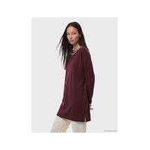 LC Waikiki Alıta Cıty Farkıyla Lcw Everyday Mürdüm Dalgıç Kumaşı Taşlı Oversize Kadın Tunik Murdum - 931757955 Murdum