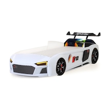 Beyaz Arabalı Yatak V12 Audi Işıklı Full Plastik