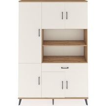 Arges Dolap 10 Raflı Tek Çekmeceli 6 Kapaklı 132x30x195 Çam-a... Çam