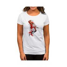 NBA Baller Red Silhouette Beyaz Kadın Tişört Beyaz