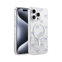 Onegif Apple İphone 15 Pro Max Misk Simli Magsafe Kapak - Desen 3 - Desen 3