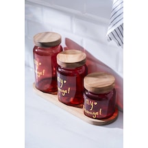 Pierre Akasya Kapaklı Kavanoz Seti Kırmızı