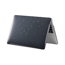 Macbook Air 13.6 İnç Simli Kristal Parlak Kılıf A2681 A3113 A3240 A3449 M2 M3 M4 M5 Uyumlu Sert Kapak Hard Case Siyah