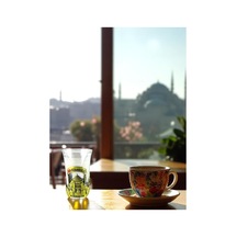 İstanbul Temalı Dekoratif Cam Kahve Yanı Bardak Ayasofya, Galata Ve Kız Kulesi Figürlü 730449196